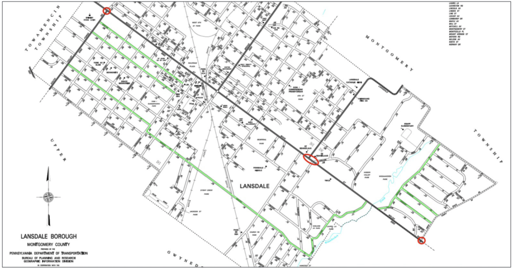 Lansdale Borough street map